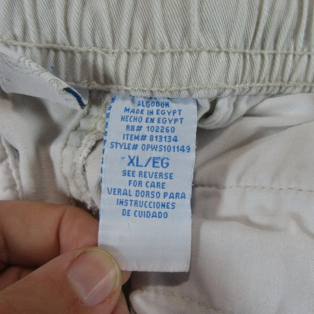 Ocean Pacific Mens Pull On Cargo Shorts XL x 10 Beige Cotton Elastic Waist